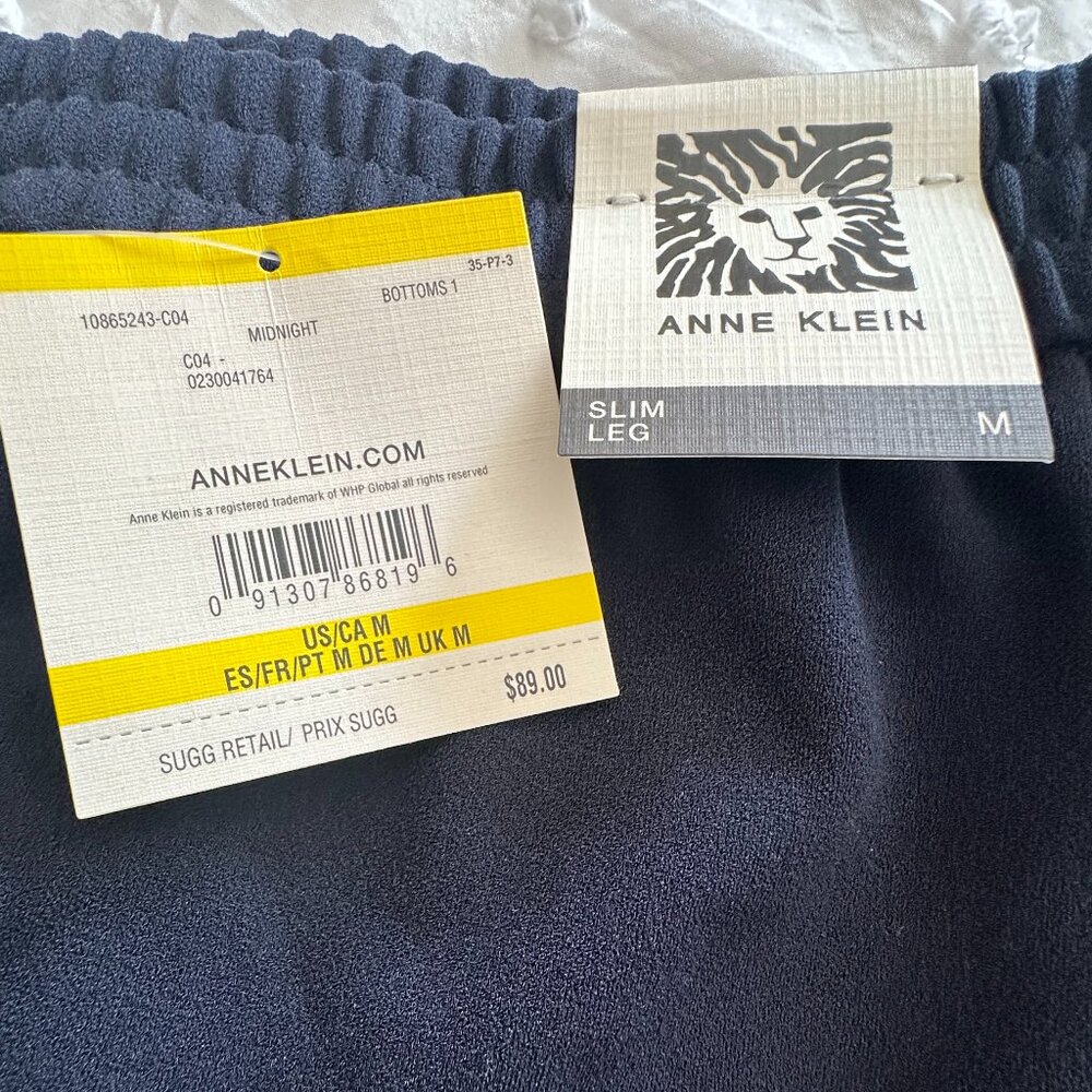 NWT Anne Klein Pull On Dress Pants Slim Leg  - Navy Women's Size Medium